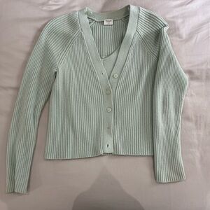 Abercrombie Slim Corset-Inspired Tank and Cardigan Set Light Green Size Small